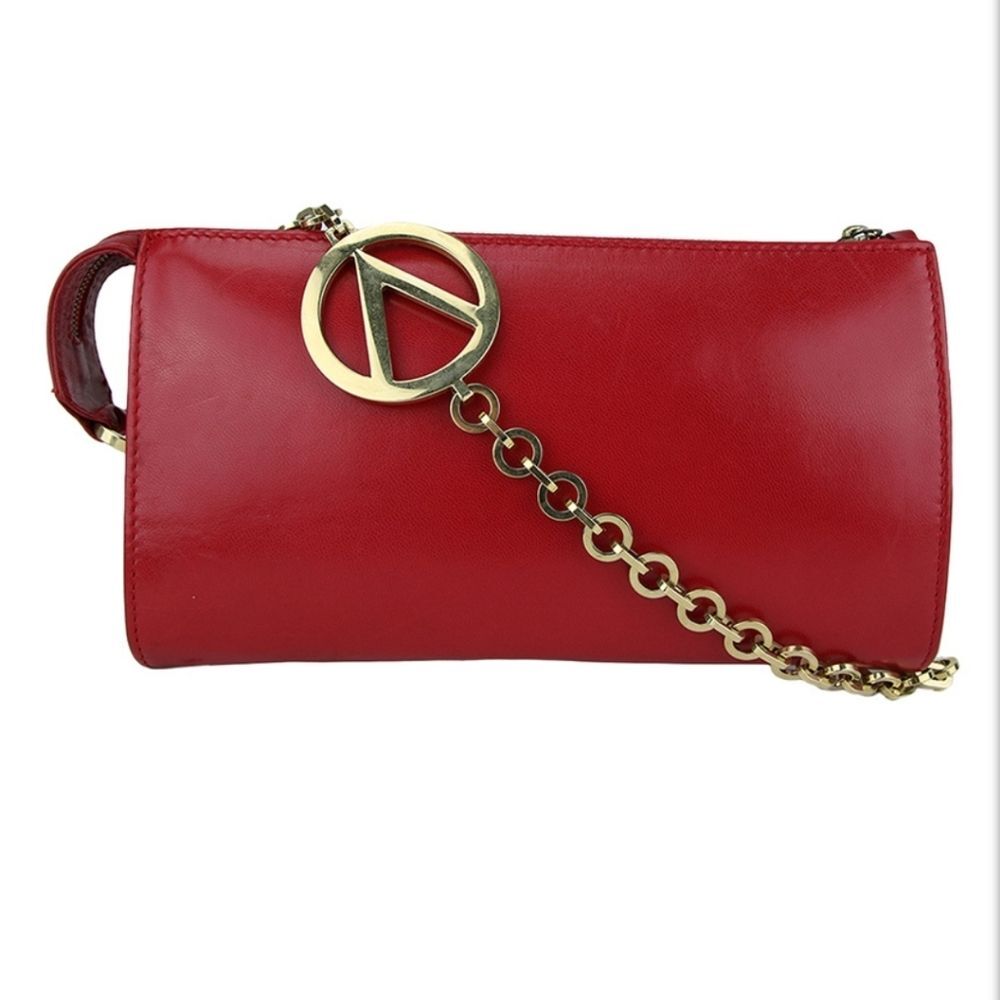 Valentino Garavani Small Red Leather Chain Shoulder Bag
